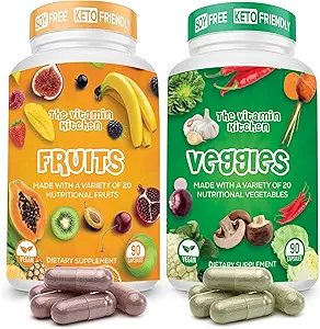 Suplementos de frutas y verduras-90 Frutas, 90 verduras cápsulas a nivel de energía superior - Frutas enteras de alimentos y verduras de Super Foods - Made in USA - Soy & Vegan Free (Pack of 2)...