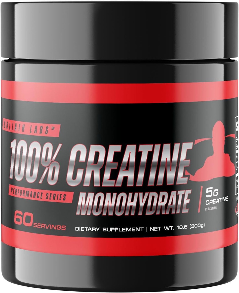 Goliath Labs Pure Creatine Monohydrate Powder - 300g Cretina Micronizada Desarrollada para Fuerza, Poder, Muscle Support &amp; Endurance - 60 Servings - Suplemento Fitness para Mujeres