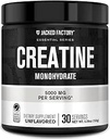 Funda de Monohidrato de la Fábrica Jacked Creatine 150g - 5g Suplemento diario de Creatina para Hombres y Mujeres, Vegan-Friendly, Terceros Tested - 30 Servimientos, Desflavorado