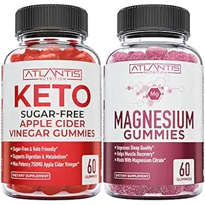 Magnesio 60 Gummies + Azúcar Keto gratis Apple vinagre 60 Gummies