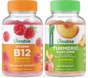 Vitamina útil B12 + Curcumina tormérica, Gummies Bundle - Gran Tasting, Suplemento de vitamina, Gluten Gratis, GMO Gratis, Chewable