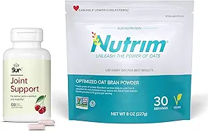 Sur Nutrim Oat Bran Powder con 750mg Beta Glucan por Serving Joint Support FruiteX-B Tart Cherry Capsules Bundle