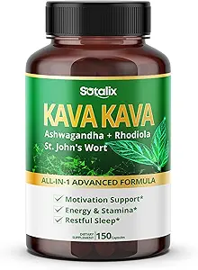 Sotalix Kava Kava Suplemento con Ashwagandha Rhodiola St. John's Wort for Mood, Energy & Calming Support - USA Made " Tested (150 Conde (Pack of 1))