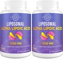 Liposomal Alpha Lipoic Acid 1500mg - con Acetyl-L-Carnitine 900mg & Ubiquinol 100mg &amp; Vitamin E 15mg,ALA Suplemento para Antioxidantes Glucose Metabolism Nerve Energy,60 Softgels (2 Bottle)