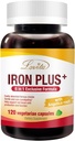 Lovita Iron 18 mg, 6 en 1 Suplemento de Hierro para Mujeres, Vitamina C, Dong Quai & B12, Vitamina Vegana para apoyar la producción de células rojas sin estreñimiento, 120 cápsulas