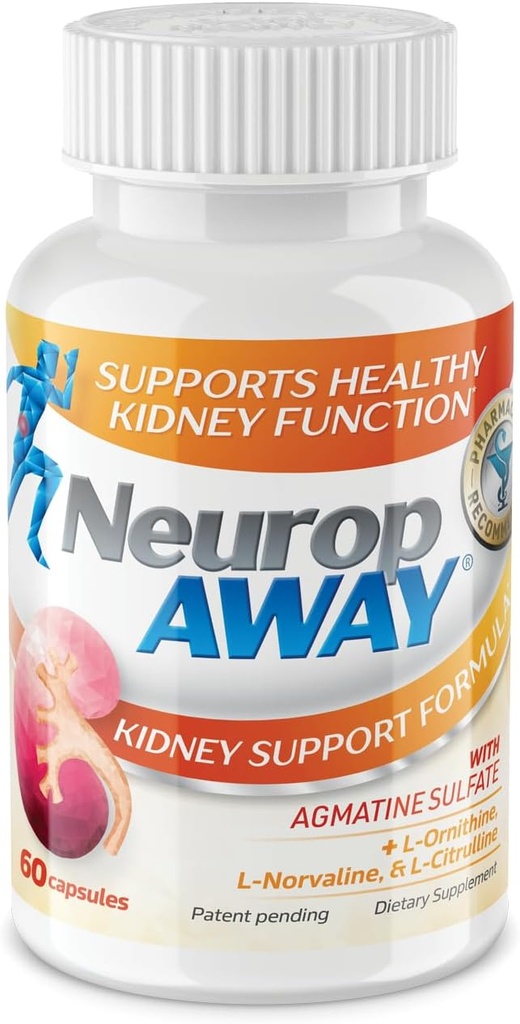 NeuropAWAY Kidney Support Supplement with Agmatine Sulfate, L-Novaline, L-Ornithine, L-Citrulline Provides Fast, Powerful Kidney Support, 60CT