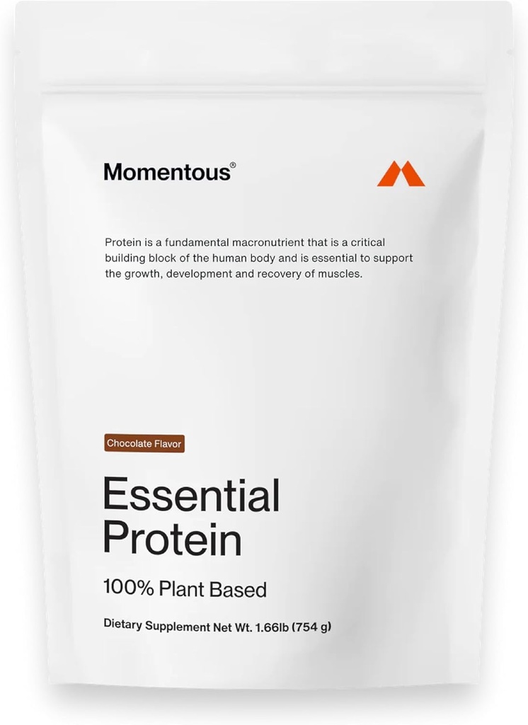 Momentous Essential Vegan Protein Powder - 20g Plant Based Protein - NSF Certified, Gluten-Free, Non-GMO, 20 Servings for Essential Everyday Use, Chocolate