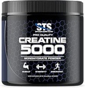 STS Creatine 300 Grams - 100% Pure Raw Creatine Monohydrate Powder, Pre-Workout, Post-Workout, Build Muscle and Stamina - 60 Servings - con Scoop