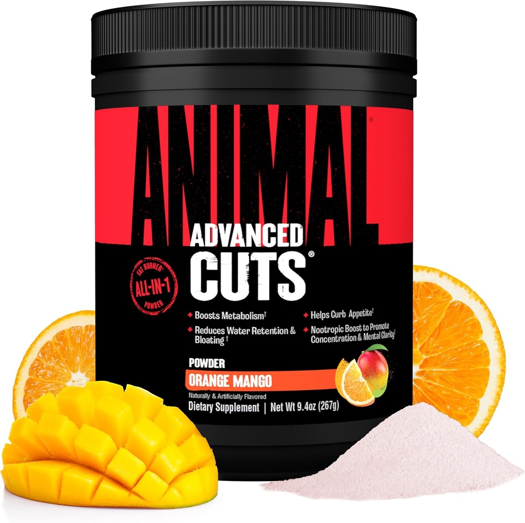 Animal Cuts Thermogenic Fat Burner Powder - Pérdida de Peso para Mujeres y Hombres para Metabolismo, Energía, Focus y Nootropic Brain Support con Ketones Appetite Suppressant - Orange Mango Flavor