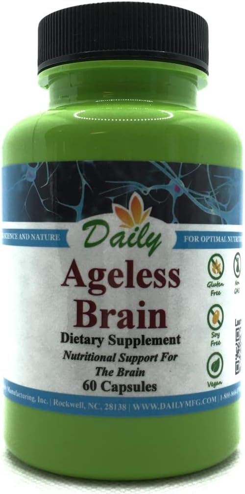 Fabricación diaria Cerebro sin edadTM (Methylfolate, B12, Resveratrol, Lutein, Zeaxanthin, Ashwagandha Extracto, Curcumin, Astaxanthin & Inulin)