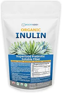 Pólvora de Inulina Orgánica (48oz/3 lbs) Gentle Agave Prebiótico Soluble Suplemento de fibra para el apoyo digestivo, Gut Health, Vegan Baking, Smoothies & Drinks