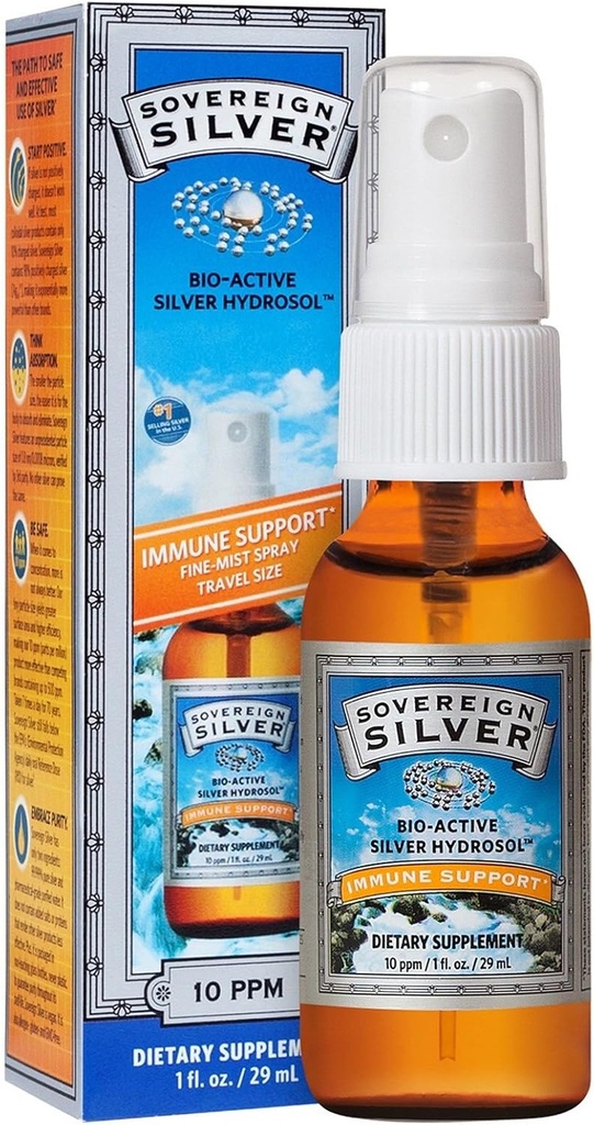 Soberana Silver Bioactive Silver Hydrosol 10 PPM Fine Mist Spray, 1 onza