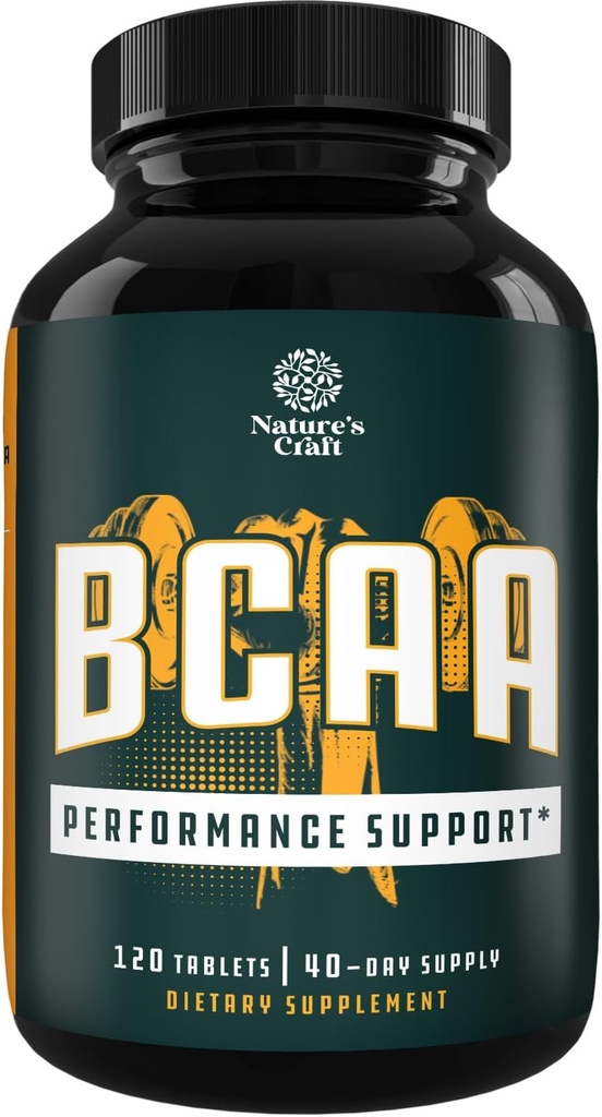 Suplemento de Aminoácidos de Cadena de Rama - Vegan BCAA Tablets Post Workout Muscle Recovery and Muscle Growth Support - Branched Chain Amino Acids Supplement for Men and Womens Workout Recovery 120 Count
