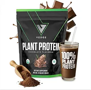 vedge Vegan Protein Powder - Plant Protein Powder with Pea, Pumpkin &amp; Sunflower - USDA Organic, Amino Acids, Dairy Free, Gluten Free, Soy Free, Keto, Non GMO, Smooth Texture - Chocolate - 20 Servings
