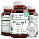 Vitamina Nutra Natural A 10,000 IU Softgels – High Potency Eye and Skin Vitamina sin gluten Un suplemento para la salud de la piel – Fish Liver Oil for Men and Women, Gluten Free 100 Softgels