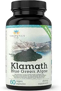 Premium Klamath Lake Blue Green Algae - Más potente que Spirulina y suplementos de Clorella ¦ Pura Chlorophyll Rich SuperFood, Fuente de Organic Klamath Lake, 500mg, 60 cápsulas Vegan