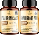 Cápsulas de ácido hialurónico 19-in-1 - Ácido hilúrico 1200 mg, con péptidos colágenos, vitamina C, fitoceramides - para la piel, ojos, gastrointestinales, soporte de huesos (2 Pack)