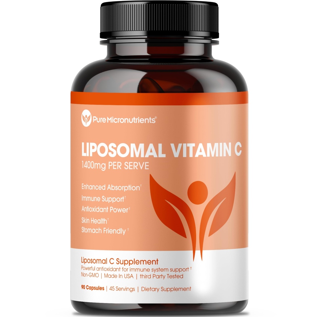 Micronutrientes puros Liposomal Vitamina C - 1400mg Por Serve Suplemento - 90 cápsulas - High Absorption VIT C Ascorbic Acid Pills