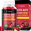 Totaria Keto ACV Gummies - 2000mg Apple Sider Vinegar Gummies Sugar-Free Support Estatura Salud con Probióticos, B12, Keto Suplementos para Mujeres y Hombres, 60 Condes