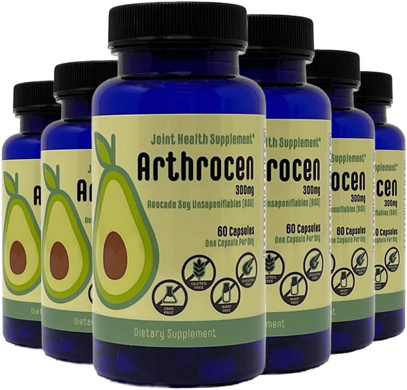 Suplemento conjunto de salud, 300Mg Avocado Soy Unsaponifiable, No GMO, Dairy Free, Gluten Free " Shellfish Free, 60 Day Supply, One Capsule Por Day (12 meses)