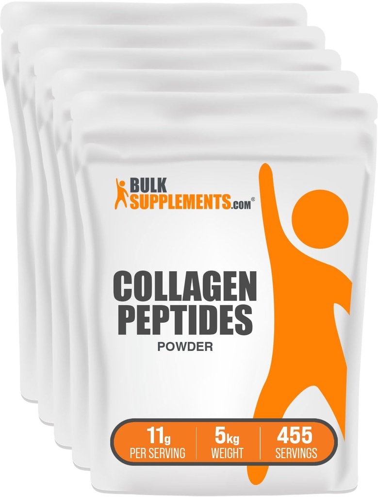 BulkSupplements.com Colagen Peptides Powder - Bovine Collagen Powder, Powdered Collagen Supplement - Hydrolyzed & Gluten Free, 11g per Serving, 1kg (2.2 lbs) (Pack of 5)