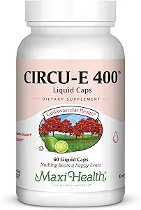 Maxi Health Circu-E 400 IU - Vitamina Natural E - Apoyo al Sistema de Defensa del Cuerpo - 60 cápsulas - Kosher