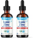 LIQUIDHEALTH USDA Organic Ionic Zinc High Potency Drops - Trace Mineral Liquid Vitamin Supplement for Adults, Kids - Immune &amp; Digestive Support, Skin & Wound Health - USA Made, Vegan, Non-GMO (2 Pack)