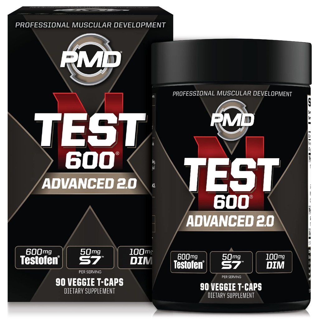 PMD Sports N-Test 600 Advanced Nitric Oxide Booster for Men - with Clinically Studied Testofen - Lean Muscle and Strength Gains with Estrogen Suppression (90 Veggie -Caps)