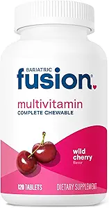 Bariatric Fusion Bariatric Multivitamin with Iron Complete Chewable | Wild Cherry | Post Bariatric Vitamins for Gastric Bypass and Sleeve Gastrectomy | One Month Supply