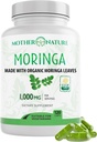 Madre Naturaleza Orgánica Moringa Capsules – Orgánica Moringa Leaf Powder, Origen Único, Energía &amp; Apoyo Inmunitario, Metabolismo, Focus, Vitamina C – Vegan, 500 mg, 120 cápsulas