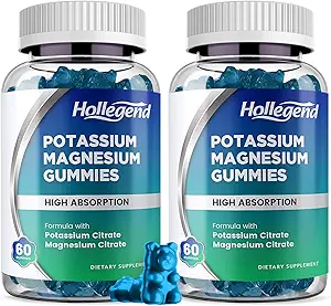 Potasio Magnesio Gummies, Alta Absorción Potasio Citrate 99mg Magnesio Citrate 180mg, Chewable Gummy Suplementos para la Leg Cramps & Muscle, 120 Conde