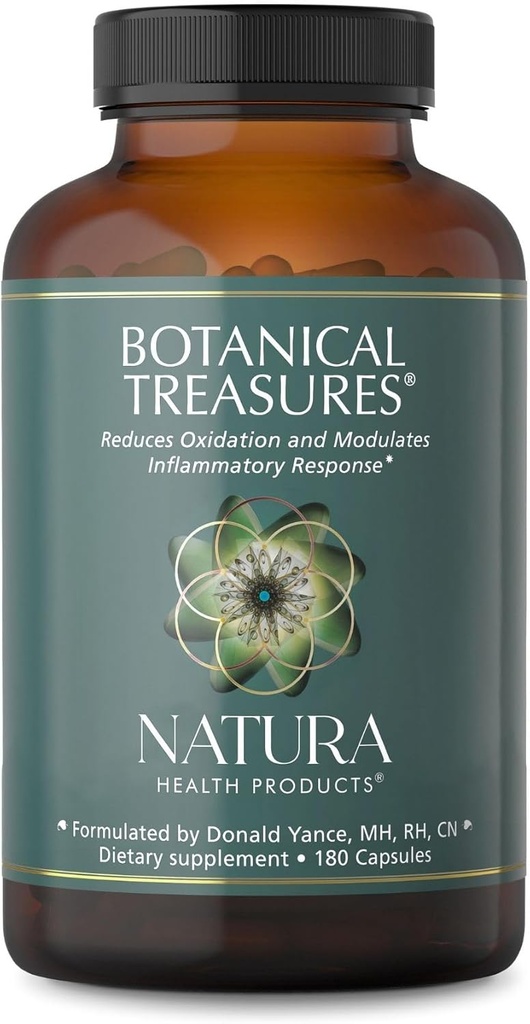 Natura Health Products Botanical Treasures Supplement - Supports Broad-Spectrum Antioxidant Activity- Featuring Turmeric, Ginger, Green Tea, Black Pepper, Trans-Resveratrol, Black Cumin (180 cápsulas)
