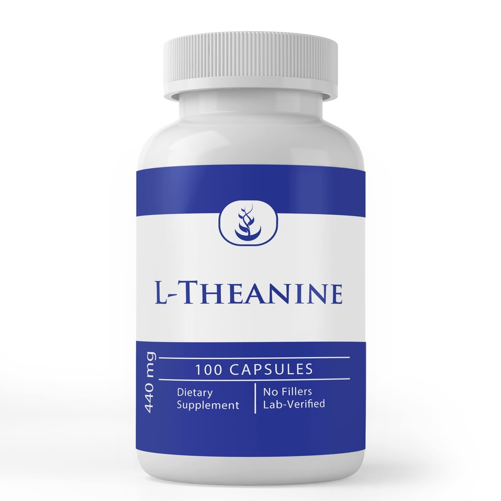 Ingredientes originales puros L-Theanine, (100 cápsulas) Siempre puros, sin aditivos o artillería, Lab Verified