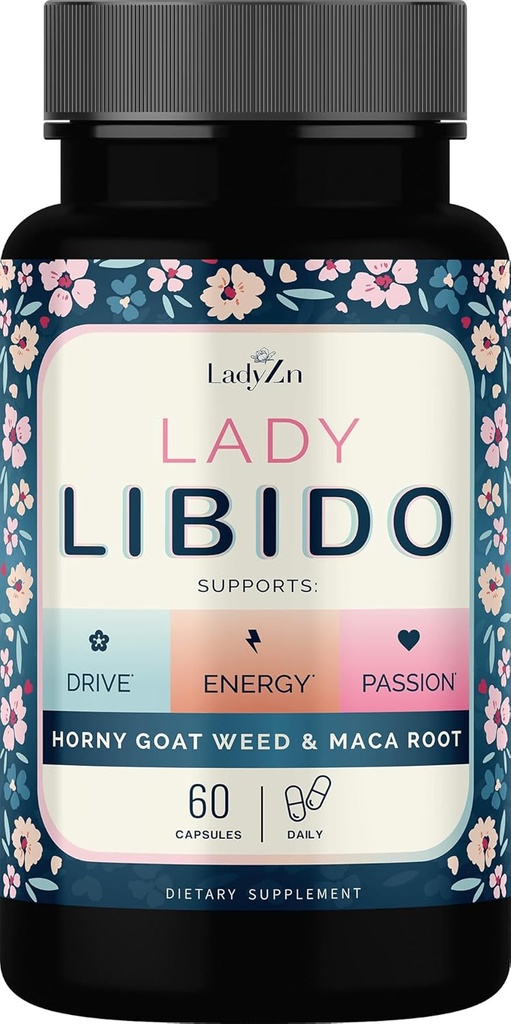 Lady Libido Suplemento para Mujeres Apoyo Mood, Drive & Energy, con Hornygoatweed &amp; Maca Root ← Mujer Libido Booster para Mujeres Silenciosas de equilibrio hormonal para aliviar la tensión " Reducir la sequedad - 60 cápsulas