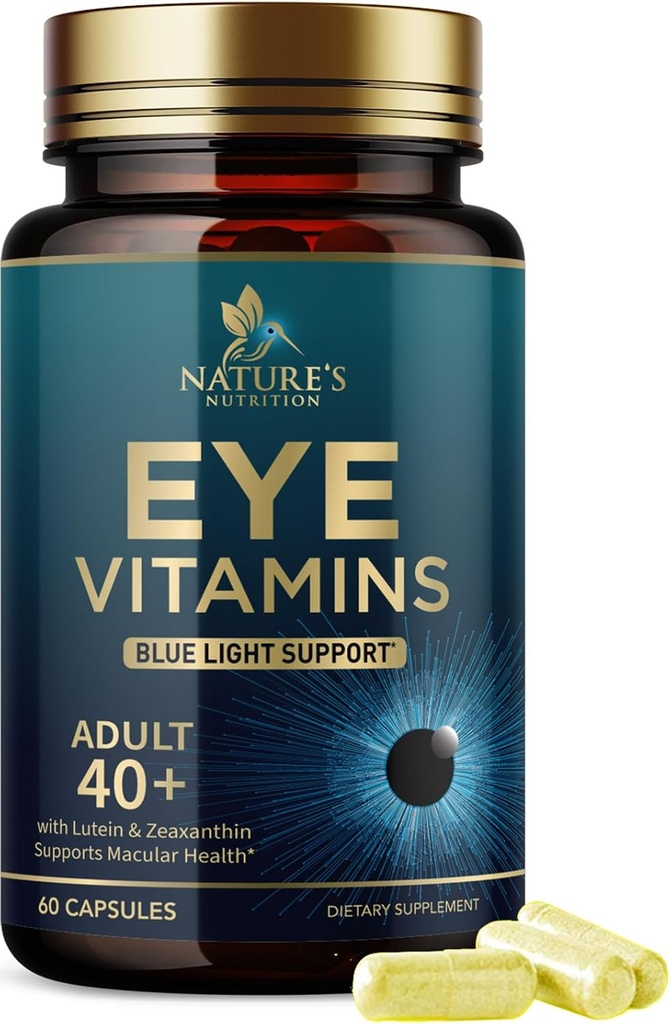 Suplemento de vitaminas del ojo - Advanced Eye Care Vitamin with Lutein, Zinc, Vitamins C, E, Zeaxanthin & Minerals - Vision Multivitamin for Macular Health " Dry Eyes, Vegan, Bottled in USA - 60 cápsulas