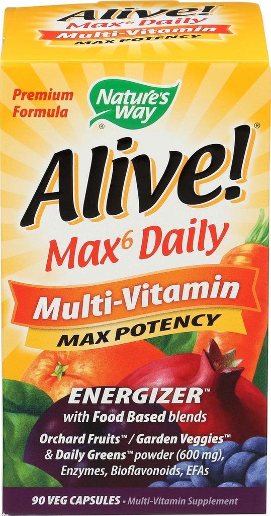 ¡La naturaleza está viva! Max 6 Daily Multi-Vitamin 90 Veg Capsules
