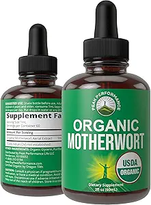 USDA Organic Motherwort Aerial Extract Liquid Drops. Vegan Herbal Supplement, Zero Sugar, Promotes Calm, Relax, Menstrual Relief and Endocrine Health. Herb Tintura para Mujer y Hombre