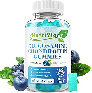 Glucosamine Chondroitin Gummies, Extra Strength Joint Support Supplement with MSM & Elderberry, Joint Support Supplement for Adults, Men & Women, Blueberry Flavor, 60 Count