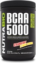 NutraBio BCAA 5000 Powder - Vegan Fermented BCAAs - Apoya Lean Muscle Growth, Recovery, Endurance - 60 Servings - Strawberry Lemon Bomb