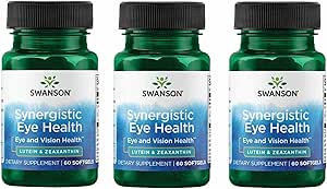 Swanson Lutein " Zeaxanthin Sinergistic Eye Health Vision Retina Macula Supplement (Lutein 20 mg " OmniXan Zeaxanthin 2 mg) 60 Softgels Sgels (3 Pack)