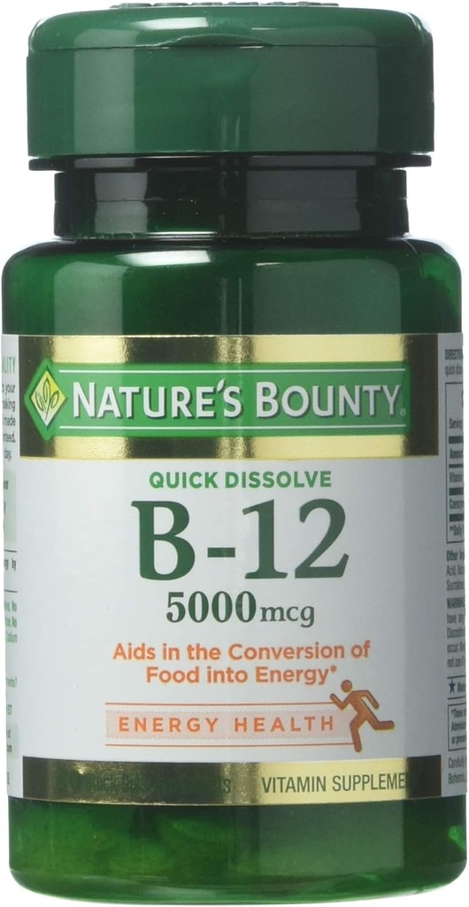 Nature's Bounty Vitamin B-12 5000 mcg, 40 Quick Dissolve Tablets (Pack of 3)