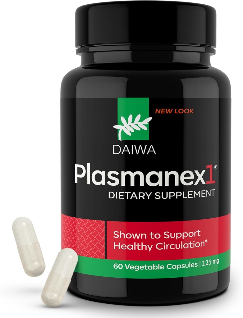 Daiwa Plasmanex 1 - Suplementos de Circulación de Sangre y Veinte – Circulación de Equilibrio, Anime Legs y Veins sanos - 60 cápsulas veganos