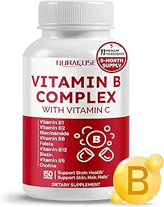 Vitamina B Complejo Vitamina B1, B2, 6,9,12 Niacina, con Vitamina C - Apoyo a la salud cerebral, niveles de energía, piel, pelo y uñas - Hecho y probado en los EE.UU.