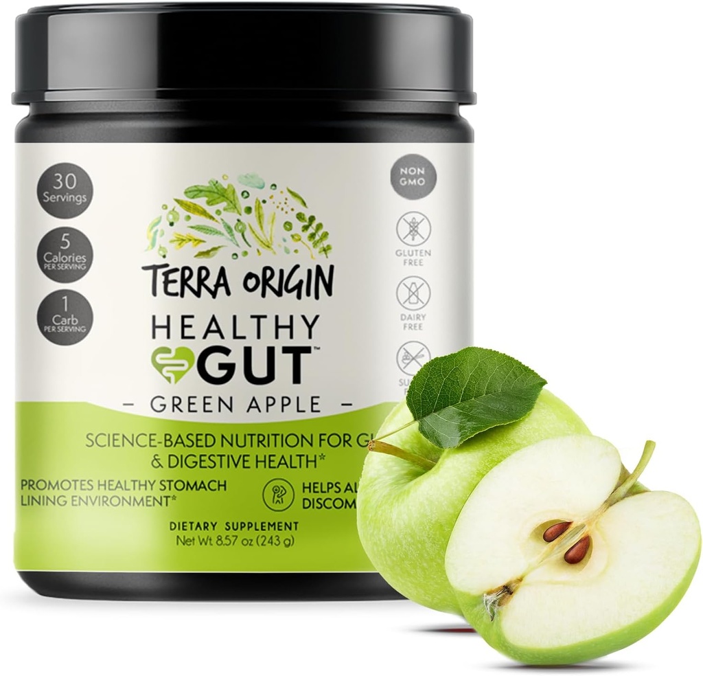 Manzana Verde Gut saludable ← 30-Servings with L-Glutamine, Zinc, Glucosamine, Slippery Elm Bark, Marshmallow Root y Más!