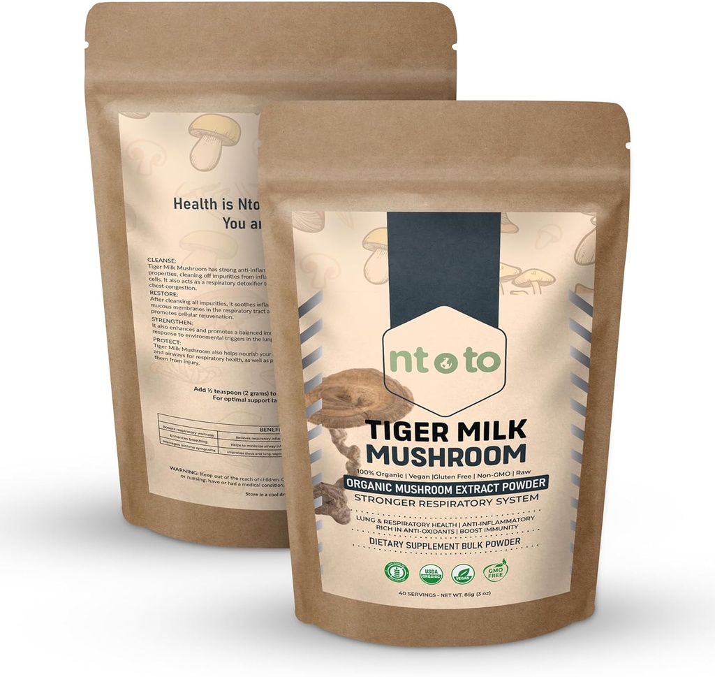 Tiger Milk Mushroom Suplemento (Lignosus Rhinocerus) 3oz (85g) Silencioso Apoyos Pulmones &amp; Salud Respiratoria - Extracto Herbal - No-GMO, Vegan, Orgánica 40 Servimientos