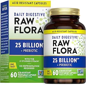 La verdad de la naturaleza Flora cruda Probiótico con prebióticos Silencio 25 Billion CFU viv Daily Digestive Capsules ¦ Vegetarian &amp; Gluten Suplemento gratis para hombres y mujeres
