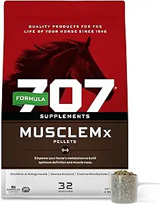 Fórmula 707 MuscleMx Equine Suplemento, 3lb Bolsa – Acondicionamiento Soporte y Muscle Builder para Caballos con Lisina, Gamma Oryzanol, Creatina & OKG