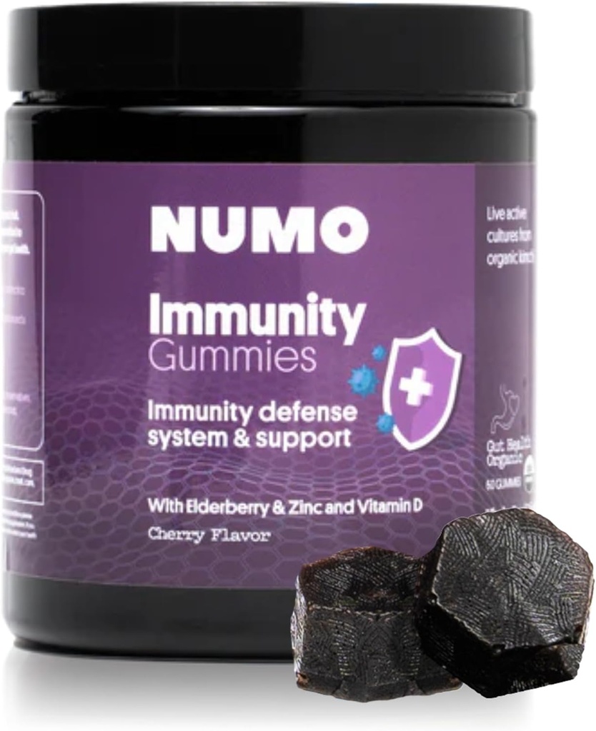 Numo Elderberry Gummies - Immune System Support with Antioxidants Supplement - Complete Formula with Sambucus Fruit, Vitamina D3, Zinc, Vitamina C, Probióticos - Orgánico, Vegan & Kosher - 60 Conde