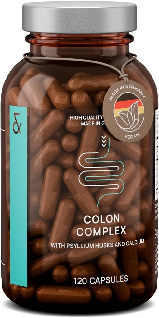 Psyllium Husks Capsules - 2200mg Soluble Fiber Supplement per Serving - Colon Complex with Fennel, Caraway Extract &amp; Calcium - 120 Vegan Capsules - Made in Germany