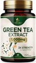 Extracto de té verde cápsulas 1000 mg - Estándarizado 45% EGCG & 98% Polyphenols - 3X Strength Green Tea Pills for Natural Energy - Apoya la salud del corazón, Suplemento herbal, Vegan, No GMO - 60 cápsulas